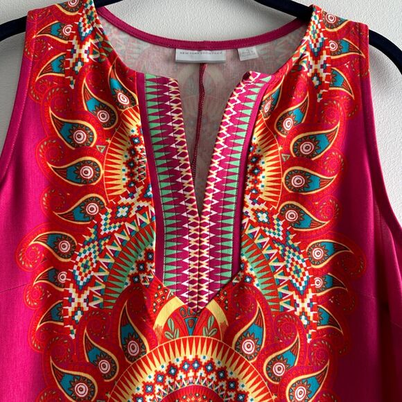 New York & Co Sleeveless Dress Women's Pink Batik Print NWT Size S - Picture 3 of 5